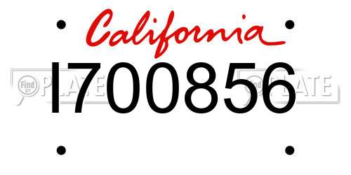 I700856 California License Plate