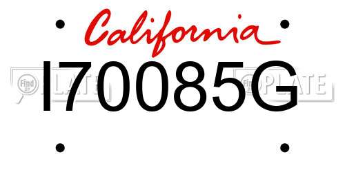 I70085G California License Plate