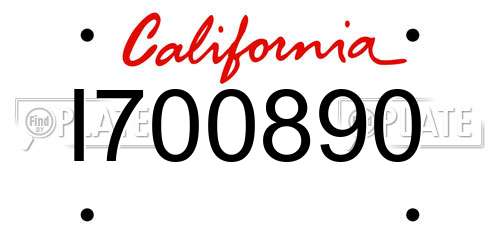 I700890 California License Plate
