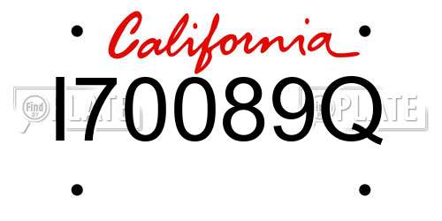 I70089Q California License Plate