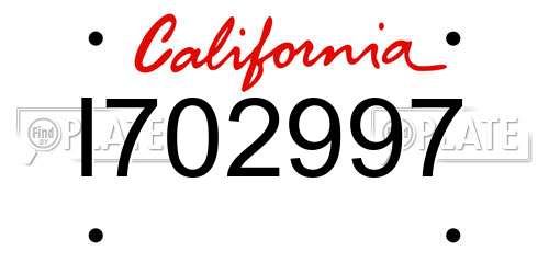 I702997 California License Plate