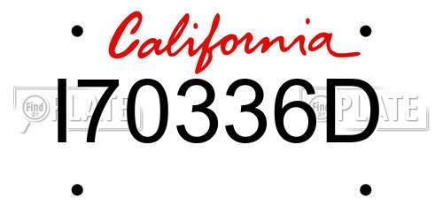 I70336D California License Plate