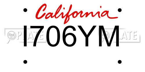I706YM California License Plate