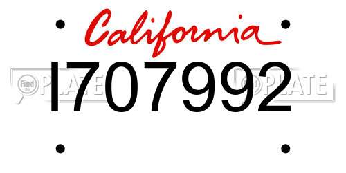 I707992 California License Plate