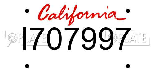 I707997 California License Plate