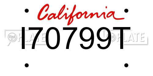 I70799T California License Plate