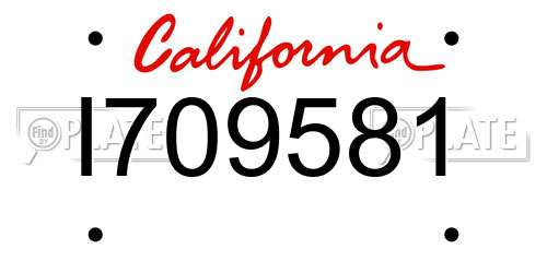 I709581 California License Plate