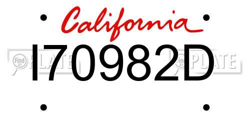 I70982D California License Plate