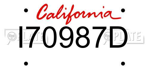 I70987D California License Plate