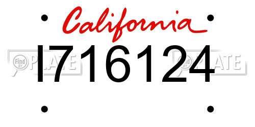 I716124 California License Plate