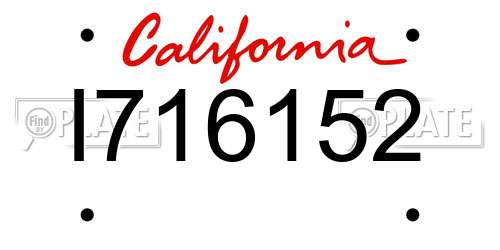 I716152 California License Plate