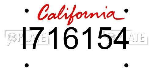 I716154 California License Plate