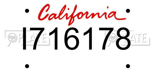I716178 California License Plate