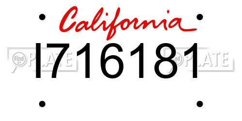 I716181 California License Plate