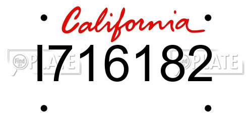 I716182 California License Plate