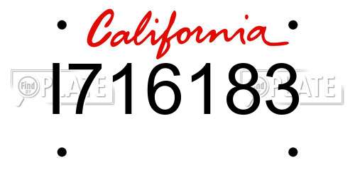 I716183 California License Plate