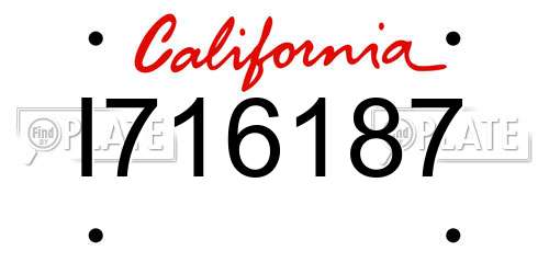 I716187 California License Plate