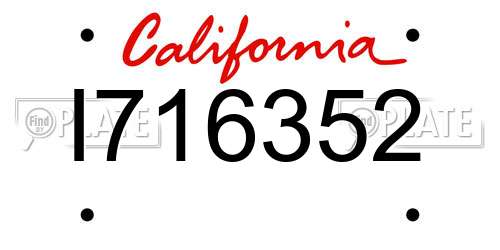 I716352 California License Plate