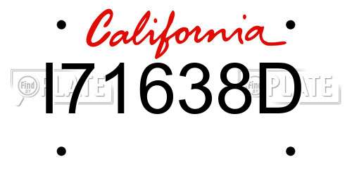 I71638D California License Plate