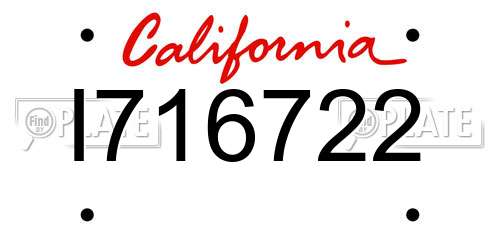 I716722 California License Plate