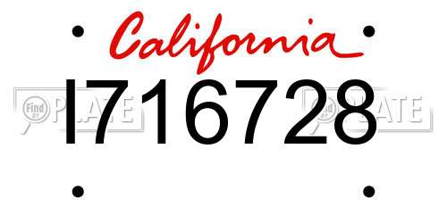 I716728 California License Plate
