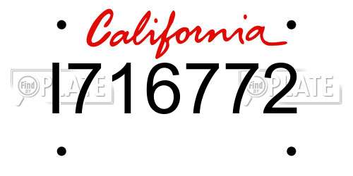 I716772 California License Plate
