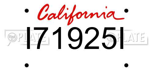 I71925I California License Plate
