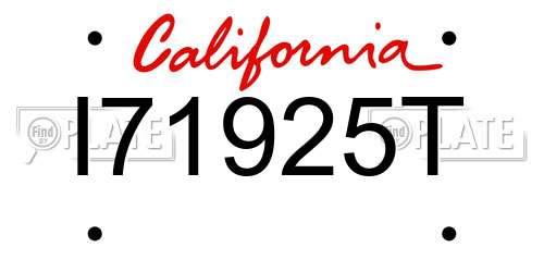 I71925T California License Plate