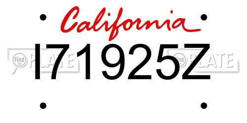 I71925Z California License Plate