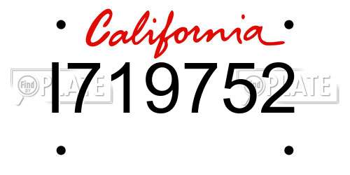 I719752 California License Plate