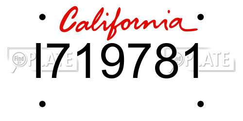 I719781 California License Plate