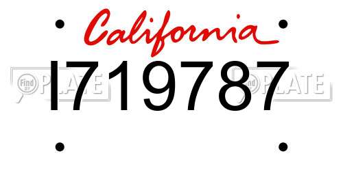 I719787 California License Plate