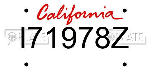 I71978Z California License Plate