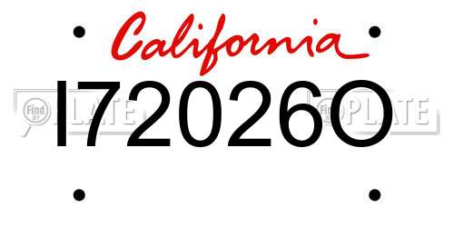 I72026O California License Plate