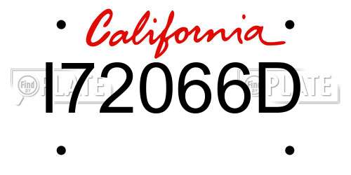 I72066D California License Plate