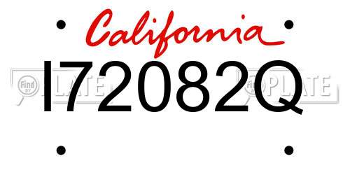 I72082Q California License Plate
