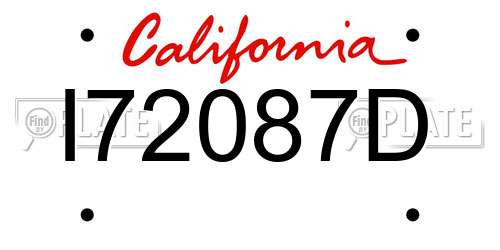 I72087D California License Plate
