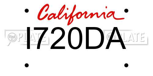 I720DA California License Plate