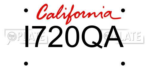 I720QA California License Plate