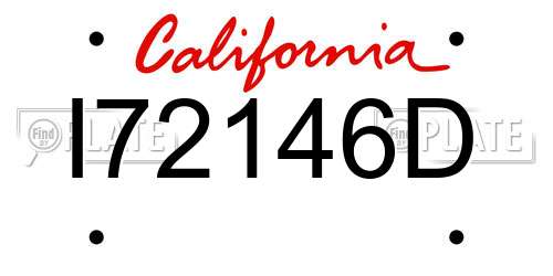 I72146D California License Plate