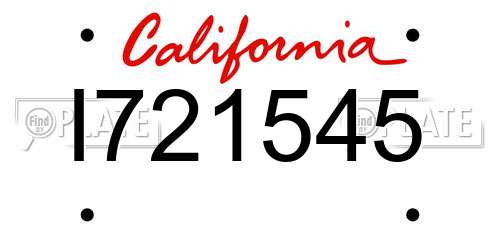 I721545 California License Plate