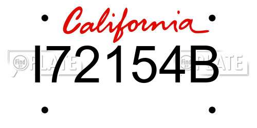 I72154B California License Plate