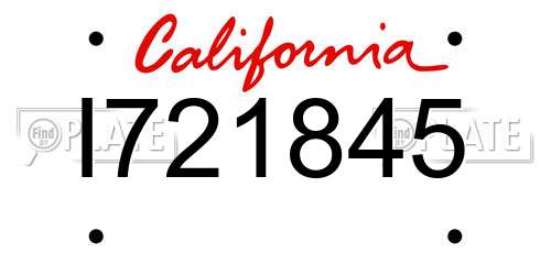 I721845 California License Plate