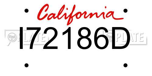 I72186D California License Plate