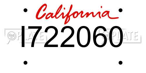 I722060 California License Plate