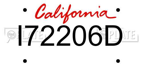 I72206D California License Plate