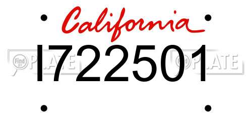 I722501 California License Plate