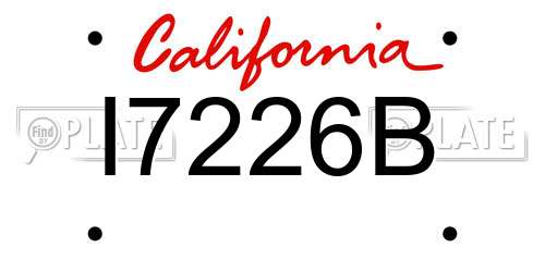 I7226B California License Plate