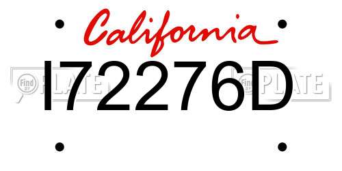 I72276D California License Plate