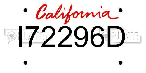 I72296D California License Plate